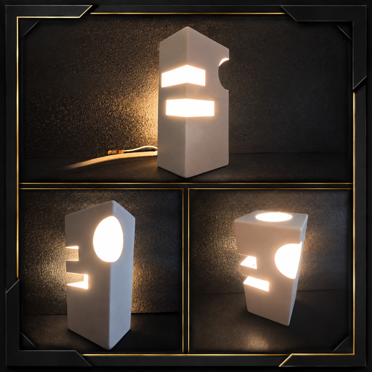 Prototype de luminaire blanc réalisé en impression 3D