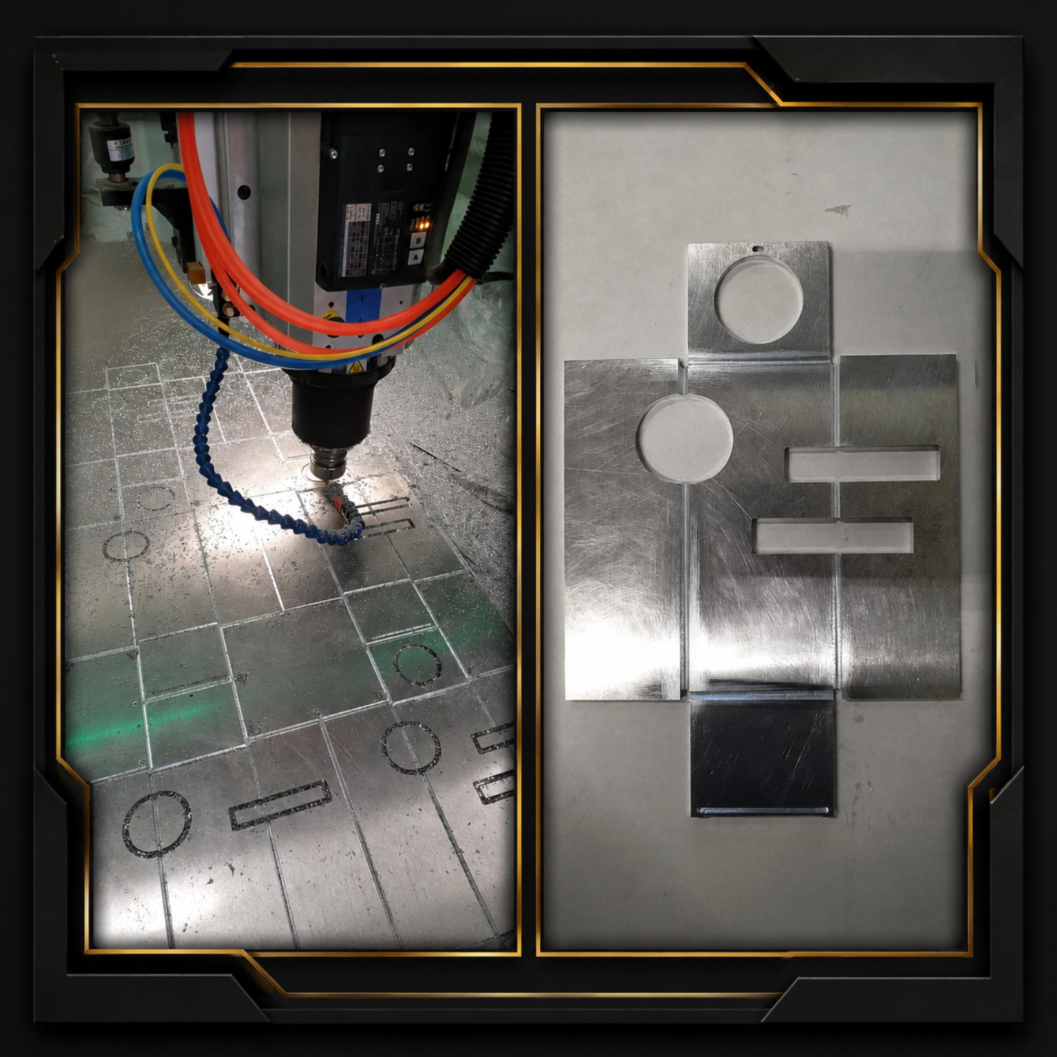 Usinage CNC de formes dans une plaque d'aluminium